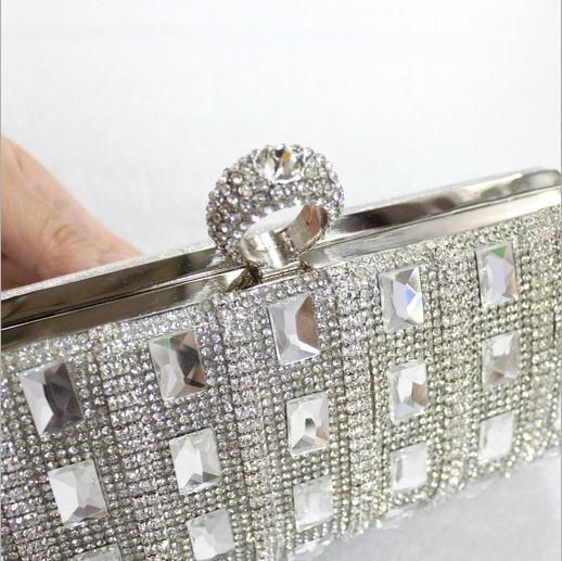 Luxurious Bling Bridal Handbags Evening Bag Silver Floral Party Prom ...