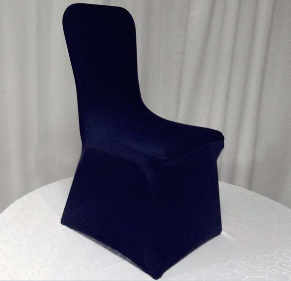 Acheter Bleu Marine Lycra Spandex Housse De Chaise Devant Plat