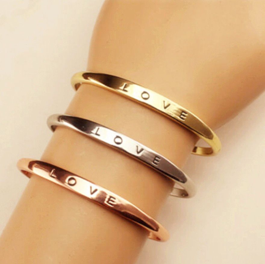 Fashion Women Gold Silver Rose Gold Plated Love Bracelet Jewelry Charm Cuff Bangle Gift Fashion Jewelry Women Plated Bracelet Letter Bangles Bangle Bangle Bracelets From Worldfashionoutlet 1 02 Dhgate Com