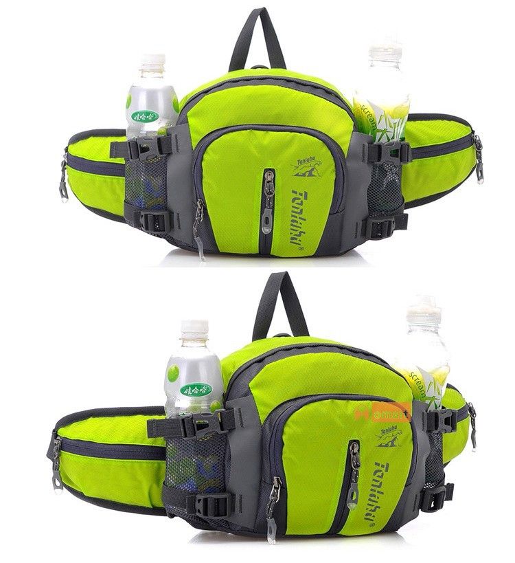 Unisex Nylon Sports Bag Running Bum Bag W/ Water Bottle Holder Waist