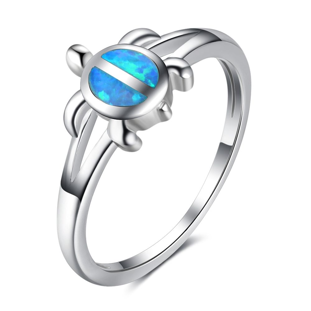 Anillo De Ópalo De Fuego De Tortuga Azul Femenino Joyas De Anillo De Ópalo De Fuego De Tortuga Azul Femenino Joyas De