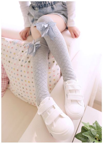 1 PAIR GIRLS FASHION COTTON KNEE HIGH CHILDREN KIDS SCHOOL SOCKS WITH BOW new