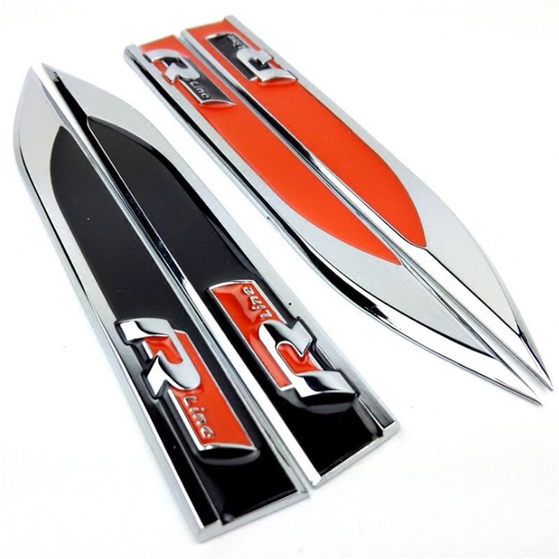 ADESIVO R LINE PER VOLKSWAGEN AUTO LOGO EMBLEMA STICKER 3D ROSSO