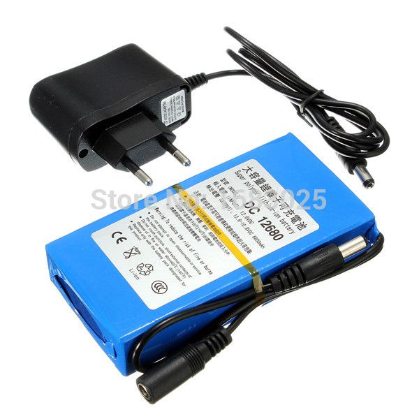 Conector y bater/ía de ion de litio DC 12680/ 6800/ mAh port/átil con interruptor recargable DC 12/ V para c/ámaras y videoc/ámaras