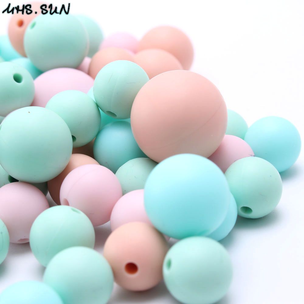 20Pcs Mixed Color Silicone Beads Loose Teething Chew Teething Necklace Teether