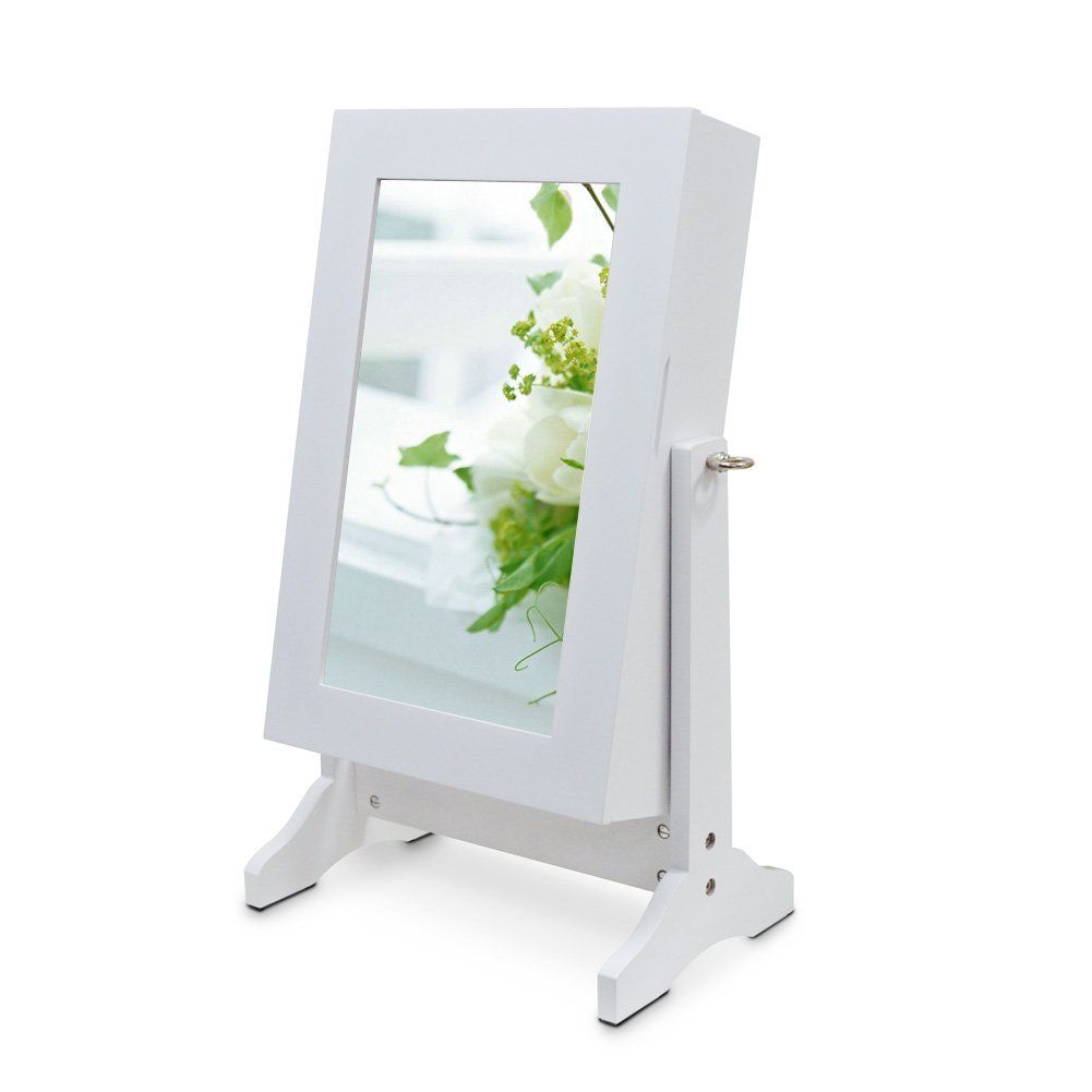2019 Wood Table Top Jewelry Box Mirror Jewelry Cabinet Free Stand