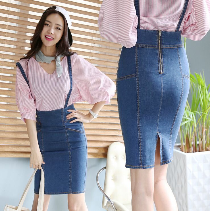 denim skirt suspenders