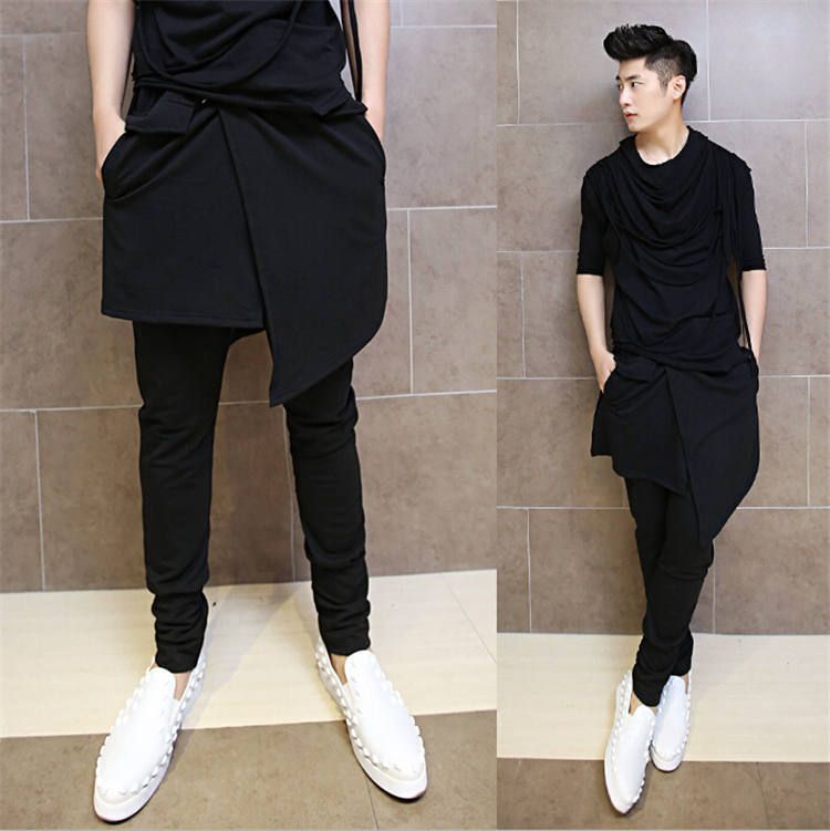 2021 Wholesale Korean Hip Hop Fashion Dance Pants For Men Black Drop