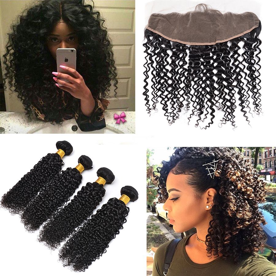 2019 Peruvian Curly Hair With Full Lace Frontal 13x4 Cheap Kinky
