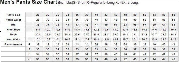 Mens Suit Size Chart Italian