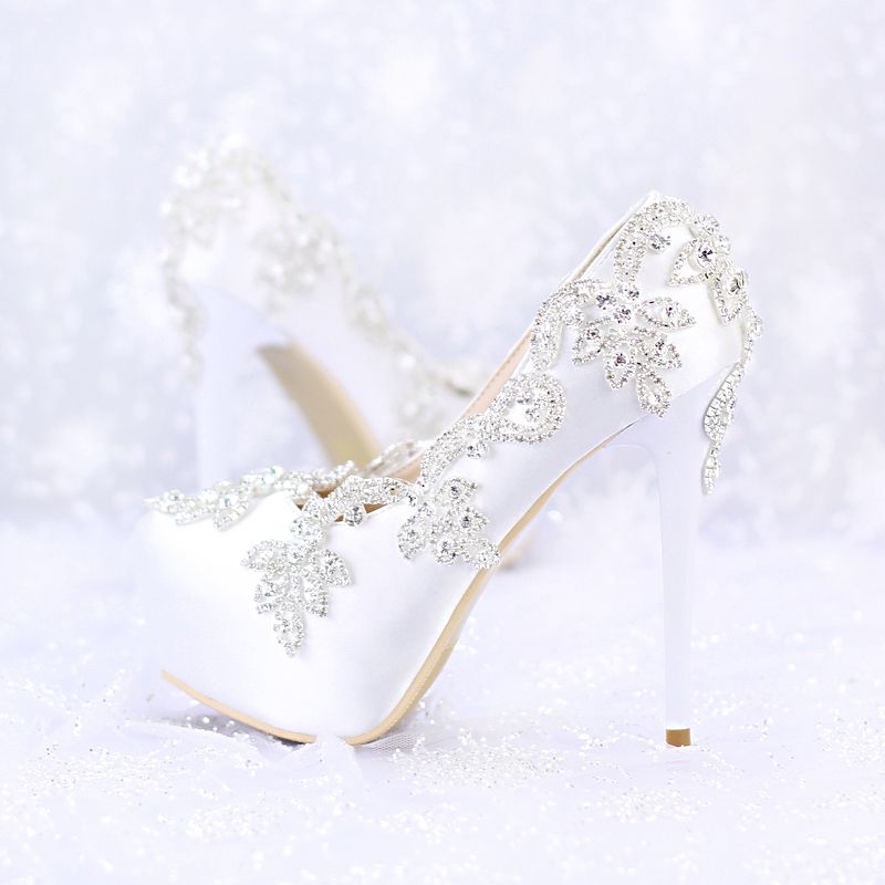 White Diamond Wedding Shoes Elegant 