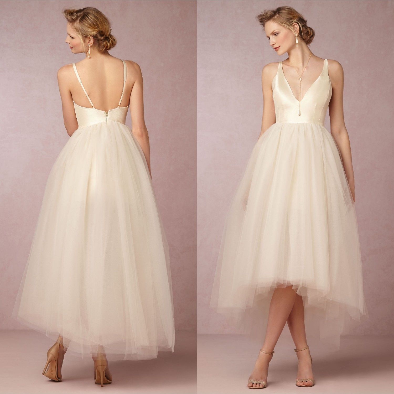 tea length tulle wedding dress