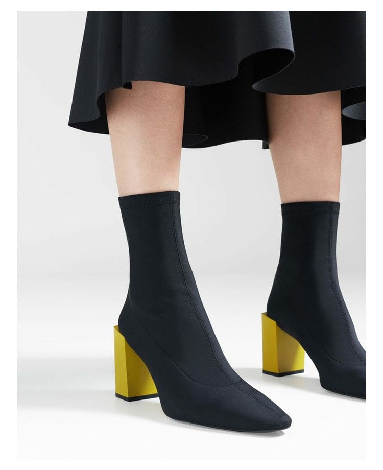Acquistare Stivaletti Elasticizzati Neri Donna Stivaletti Quadrati Giallo  Chunky Tacco Alto Stivaletti Donna Stivaletti 2018 Nuove Donne Scarpe  Runway Stivaletti Corti Zapatos Economico | Consegna Veloce E Qualità |  It.Dhgate