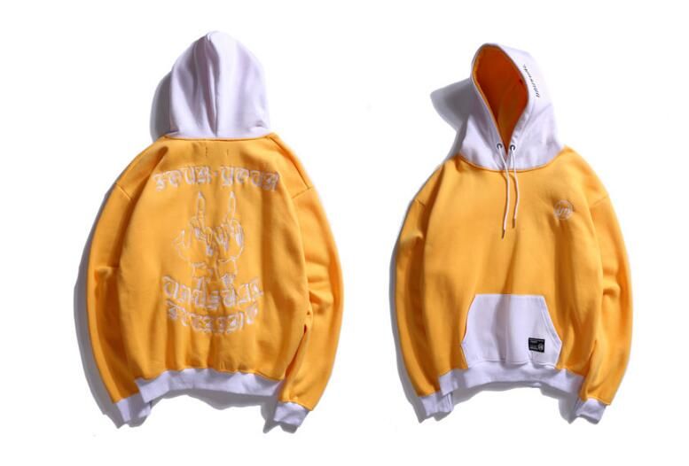 Compra Letras Góticas Bordado Dedo Medio Sudaderas Con Capucha De Lana Para  Hombre Patchwork Casual Sudaderas Hombre Hip Hop Y 3 Streetwear Barato |  Entrega Rápida Y Calidad | Es.Dhgate