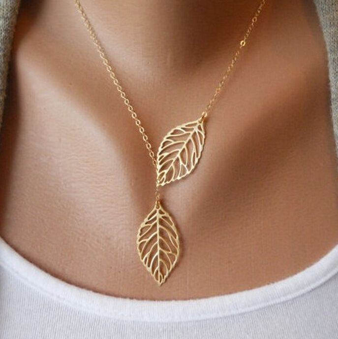 Women Fashion Gold Double Chaîne Faux Perles Pendentif Chaîne Collier Bijoux
