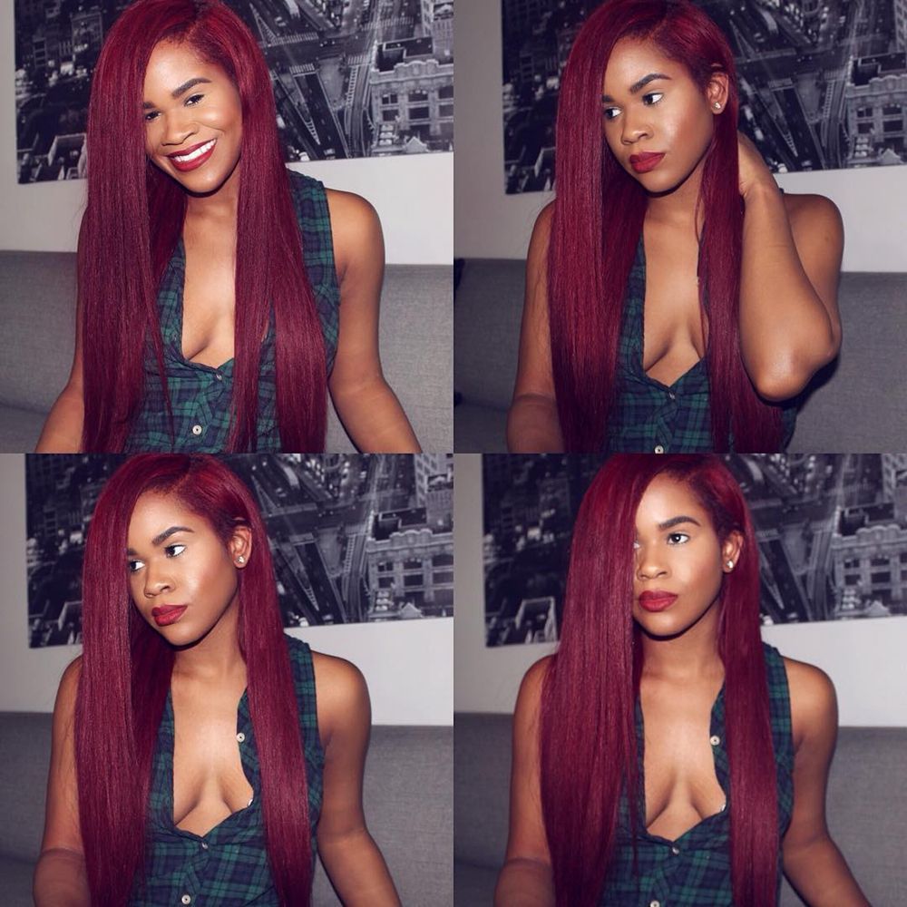 Side Part 99j Burgundy Glueless Full Lace Wig Front Lace Wig