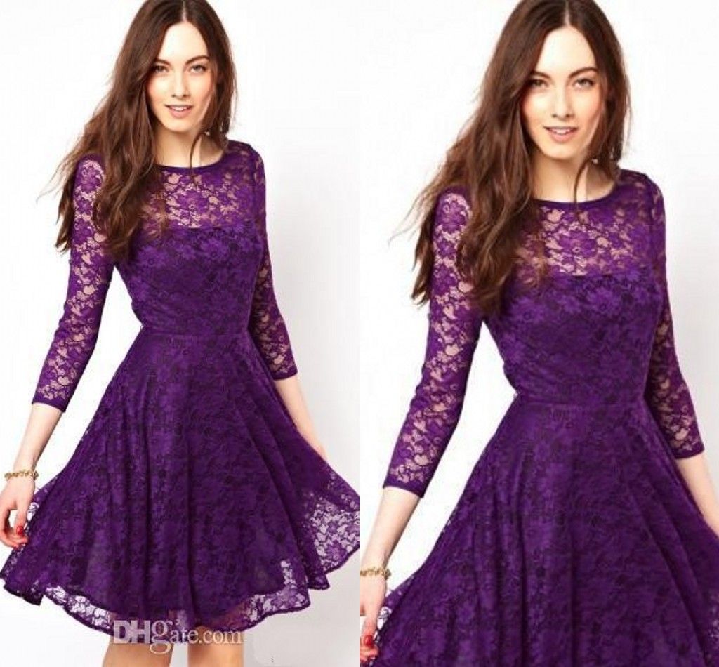purple lace homecoming dress