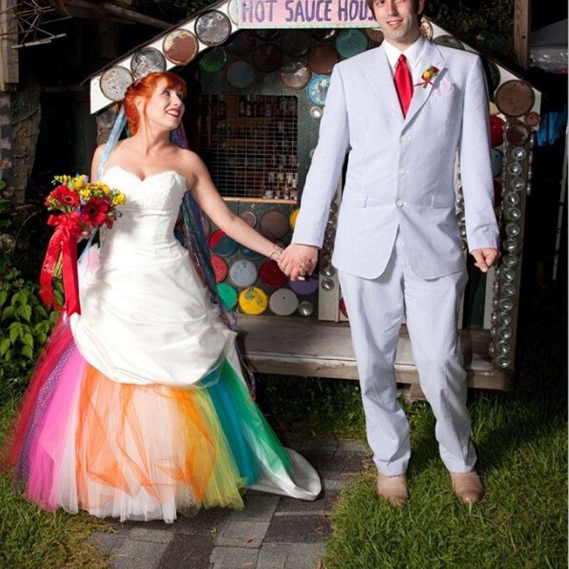 Compre Vestido De Noiva Vestido De Novia Vestido De Boda Colorido Escote  Corazón De Color Arcoiris Vestidos De Novia A 136,93 € Del  Customweddingdress | Es.Dhgate.Com