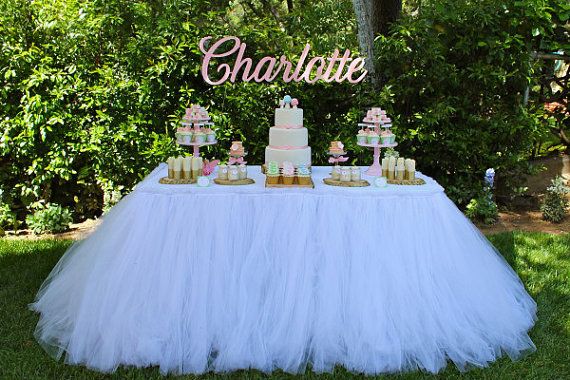 Pure White Table Tutu Skirt Wedding Decorations Tulle Table Cloth