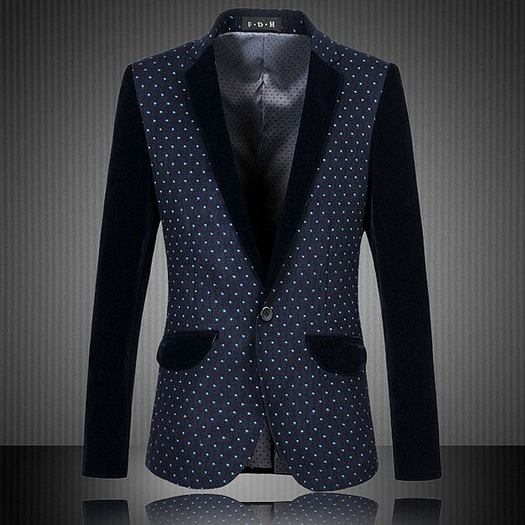 Excellent Quality Polk Dot Floral Blazer Men Classical Simple Style Men ...