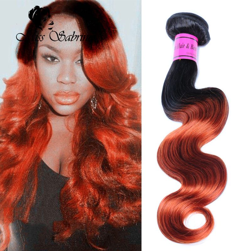1b350 Ombre Brazilian Hair Weaves 3bundles 7a Orange Red Brazilian