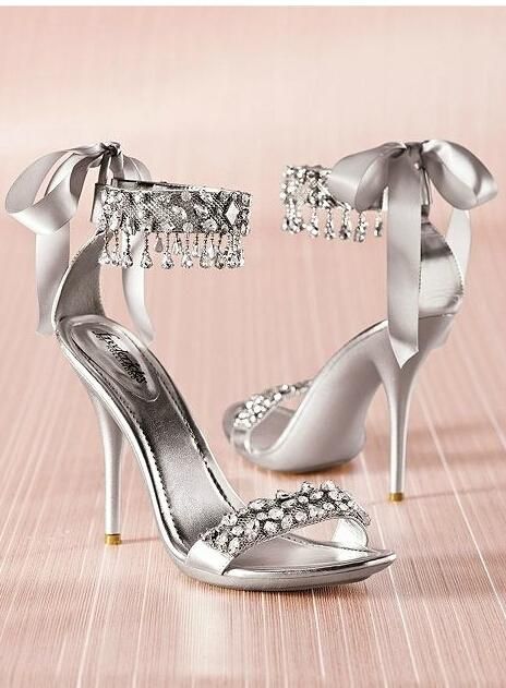 Silver Wedding Shoes Bride Shoes High 