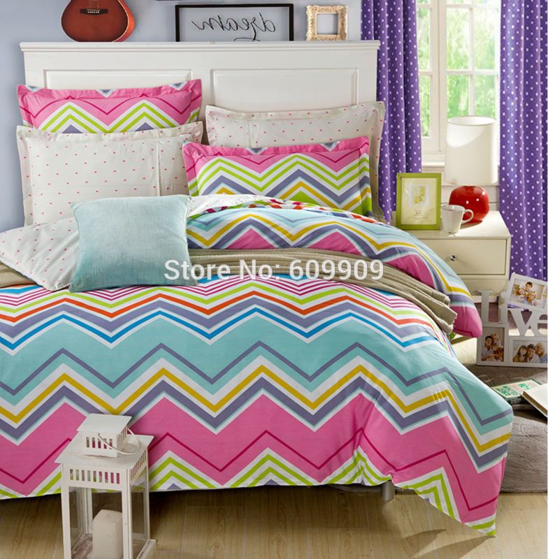 Colorful Chevron Bedding Full Duvet, Bright Colored Duvet Cover Sets