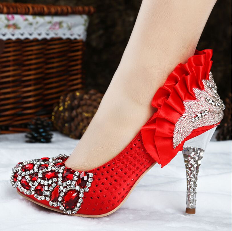 White Wedding Shoes Diamonds Rhinestone White Bridal Shoes High End Luxury Wedding Shoes 6CM 