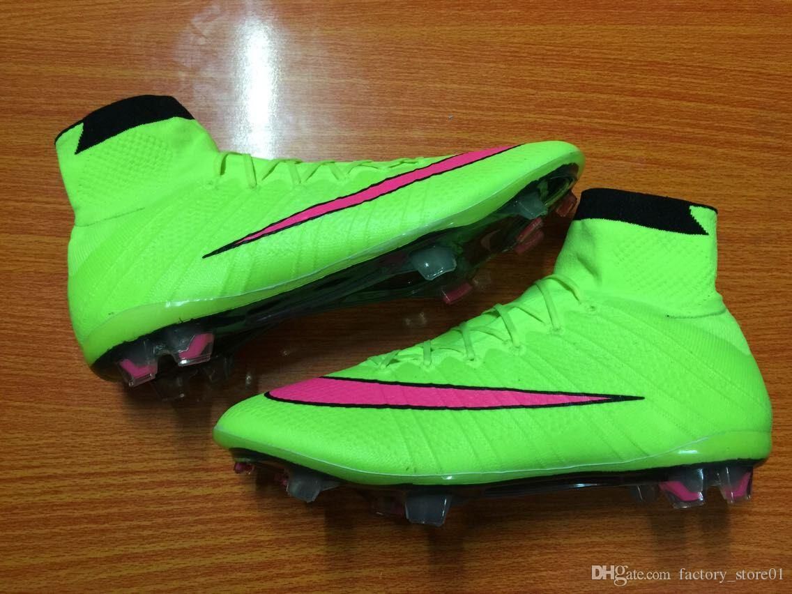 Nike Mercurial Superfly Volt / Hyper rosa amarillo fluorescente zapatos de fútbol para hombre los