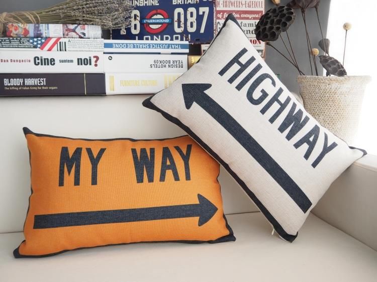Road Sign Highway Sofa Cushion Covers My Way Pillow Cases Experts