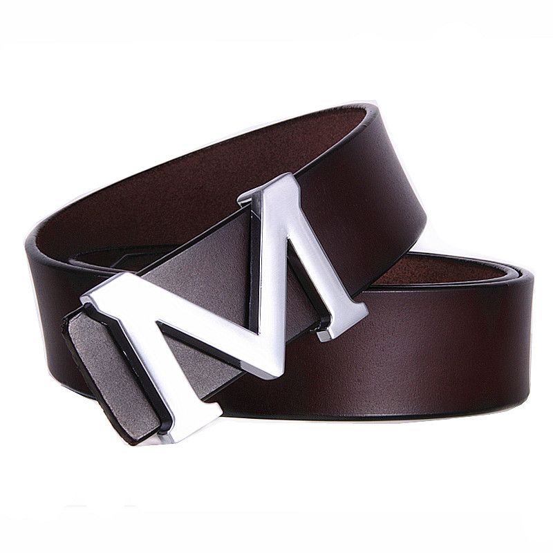 Brand Genuine Leather Men Belt Letter M 