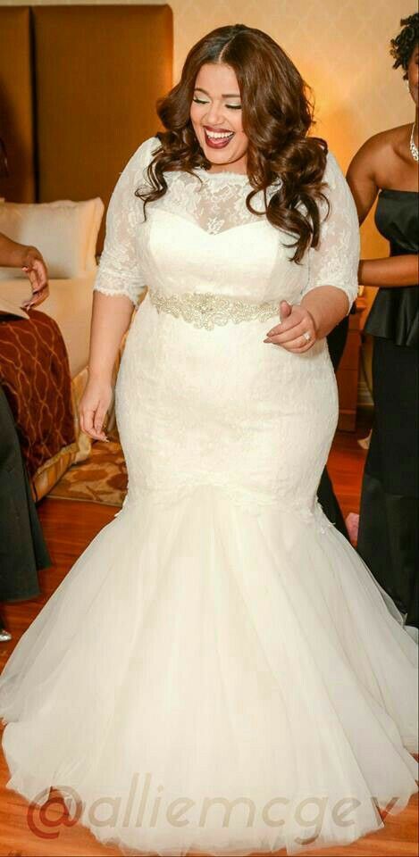 plus size fit and flare wedding dress