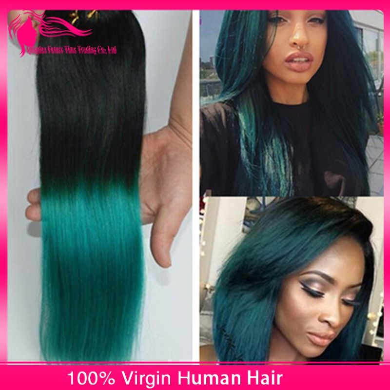 1b Green Ombre Hair Extensions Black To Green Hair Wefts Human