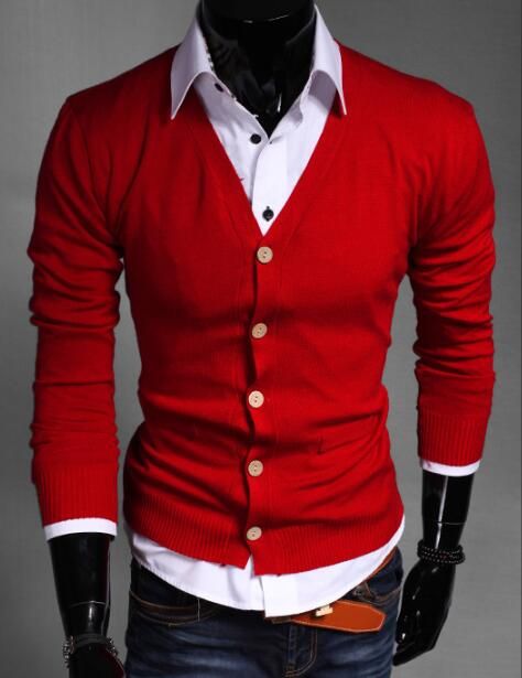 red cardigan sweater mens