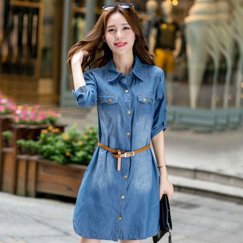 denim dress with belt