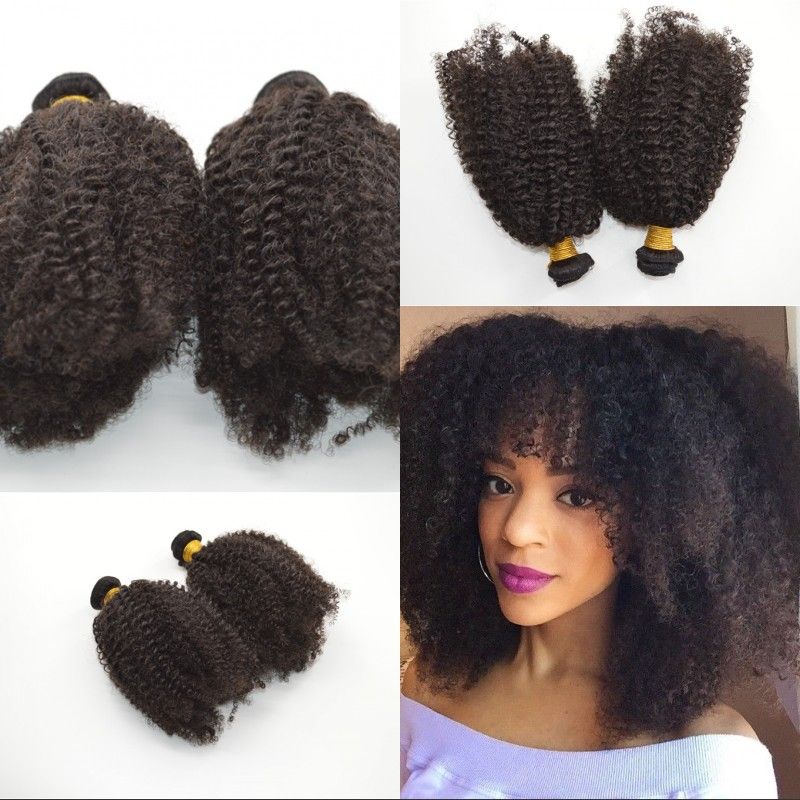 Indian Kinky Curly Hair Bundles Afro Curl Weave For Black Women