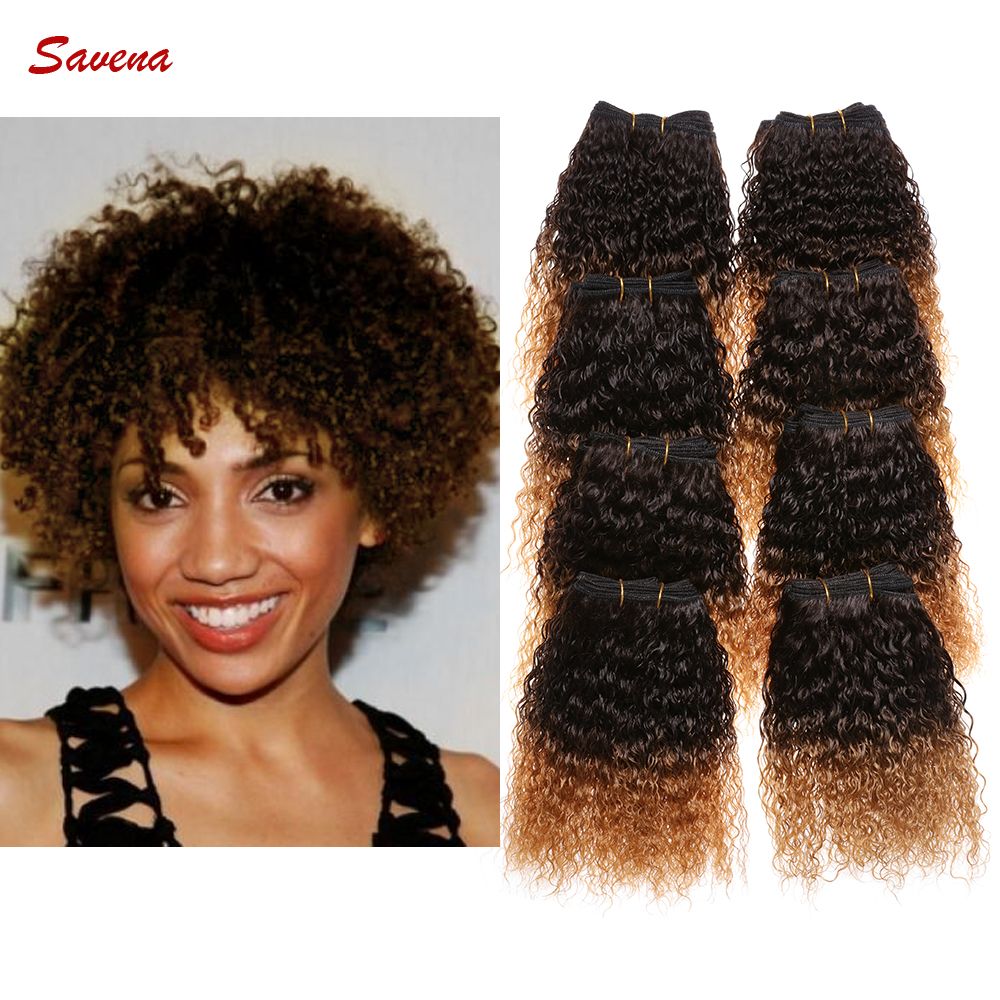 Short Size 6inch Ombre T1b 27 Brazilian Kinky Curly Human Hair