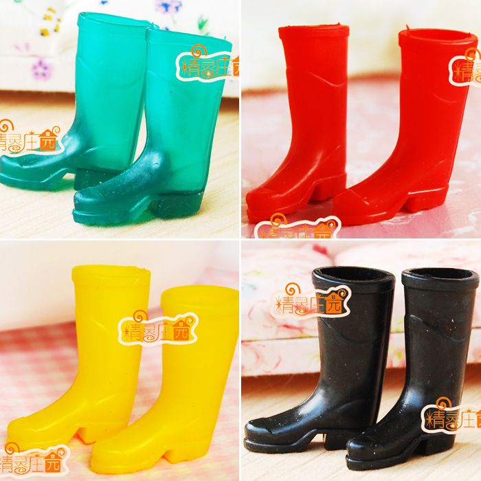 2 Paires Bottes De Pluie Caoutchouc Accessoire pour 1/12 Dollhouse Jouet 