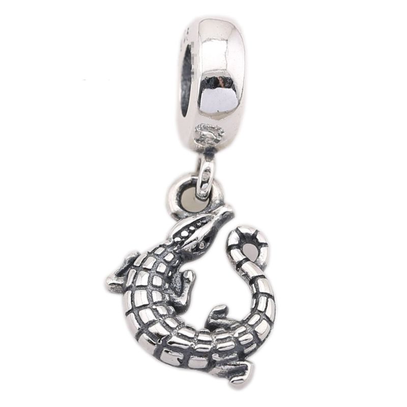 Crocodile Charm European Animal bead for bracelet jewelry alligator Silver .925