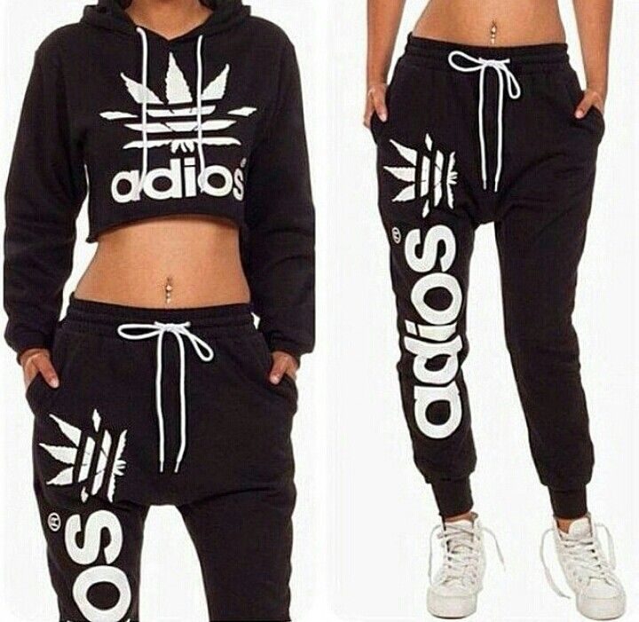 adidas crop top and pants set