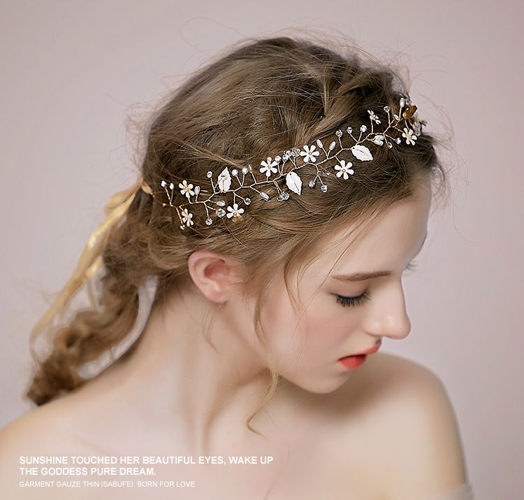 Vintage Crystal Hairband Halo Bridal Tiara Delicate Forehead Wrap 