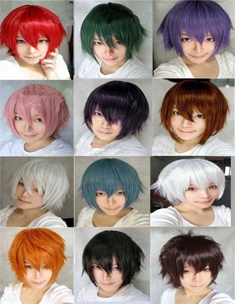 Synthetic Hair Wigs For Men Silver White Black Short Cosplay Wig