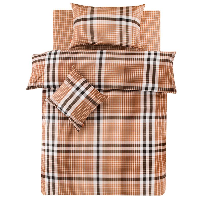 Man Brown Plaid Bedding Set Duvet Quilt Cover Set Flat Sheet Set Twin