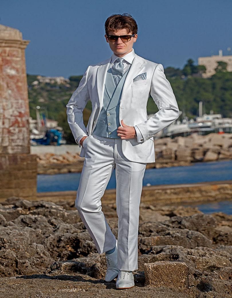 White tux with blue vest Clearance