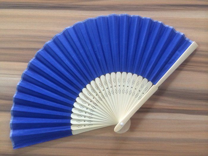 blue folding fan
