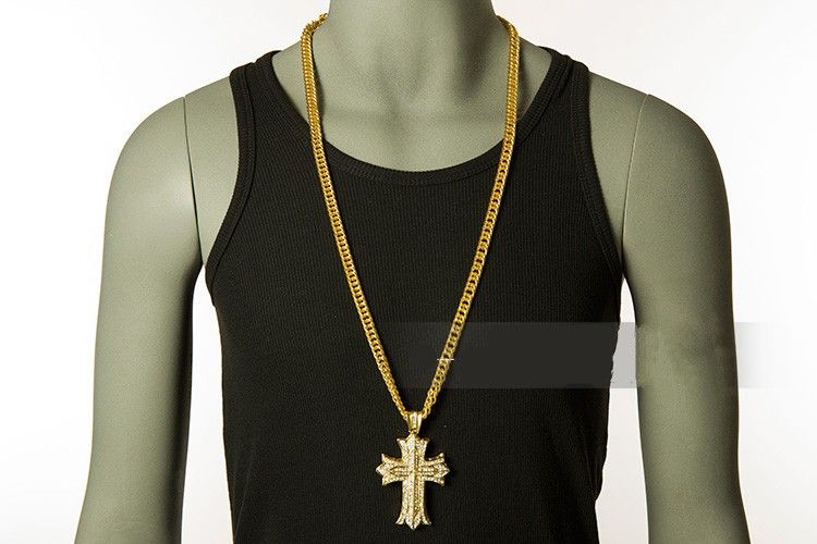 Rock Dance Cross Pendant Long Necklace 
