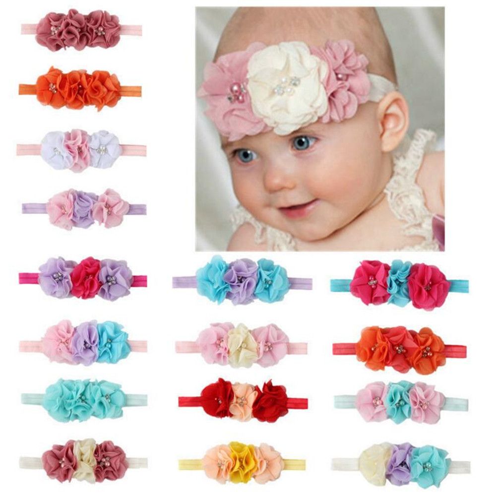 10Pcs Newborn Girls Baby Toddler Chiffon Flower Kids Hair band Headband Headwear