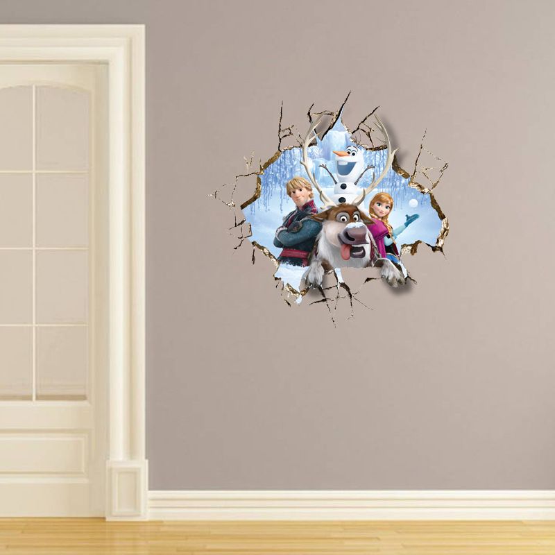 Home Art Frozen Wall Stickers 3d Movie Cartoon Frozen Wallpaper Kids Room Nursery Wall Decals Cartoon Wallpaper Kids Frozen Decoration Dhl Decorating