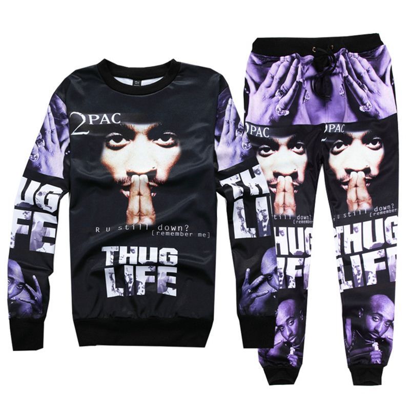 New WomensMens 3D Rapper Tupac 2Pac Sweatshirt Hoodies Jogging pants Sport Suits 