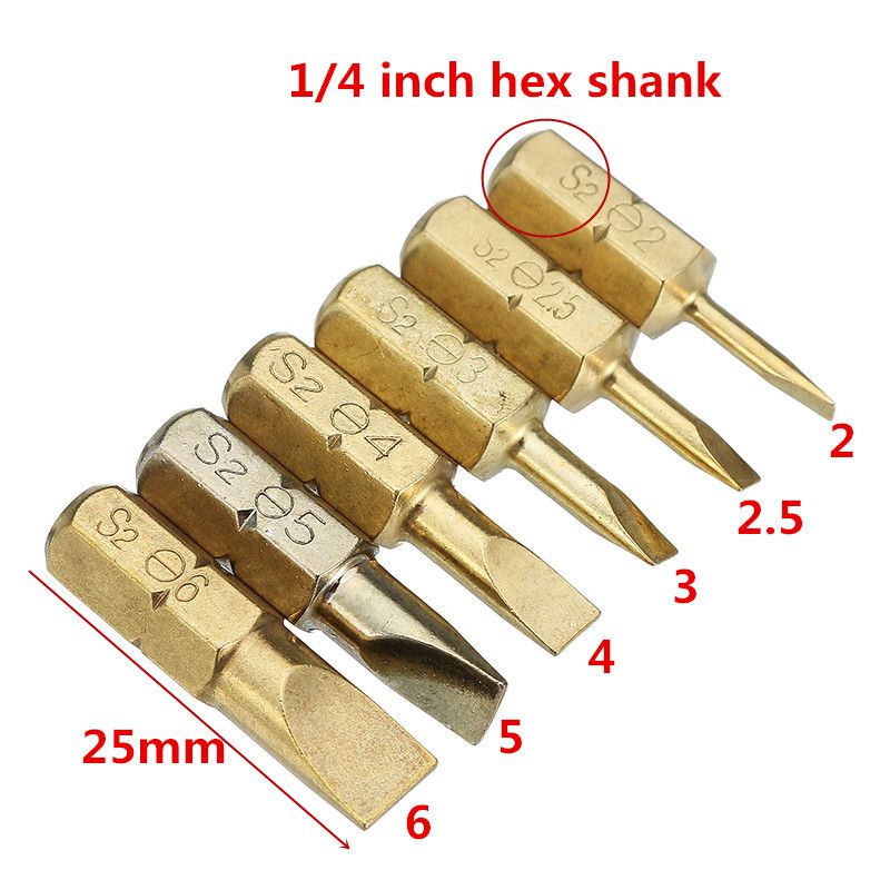 Broppe 4pcs Flat Head Slotted Tip Screwdriver Bit Set 150mm/6 inch Long